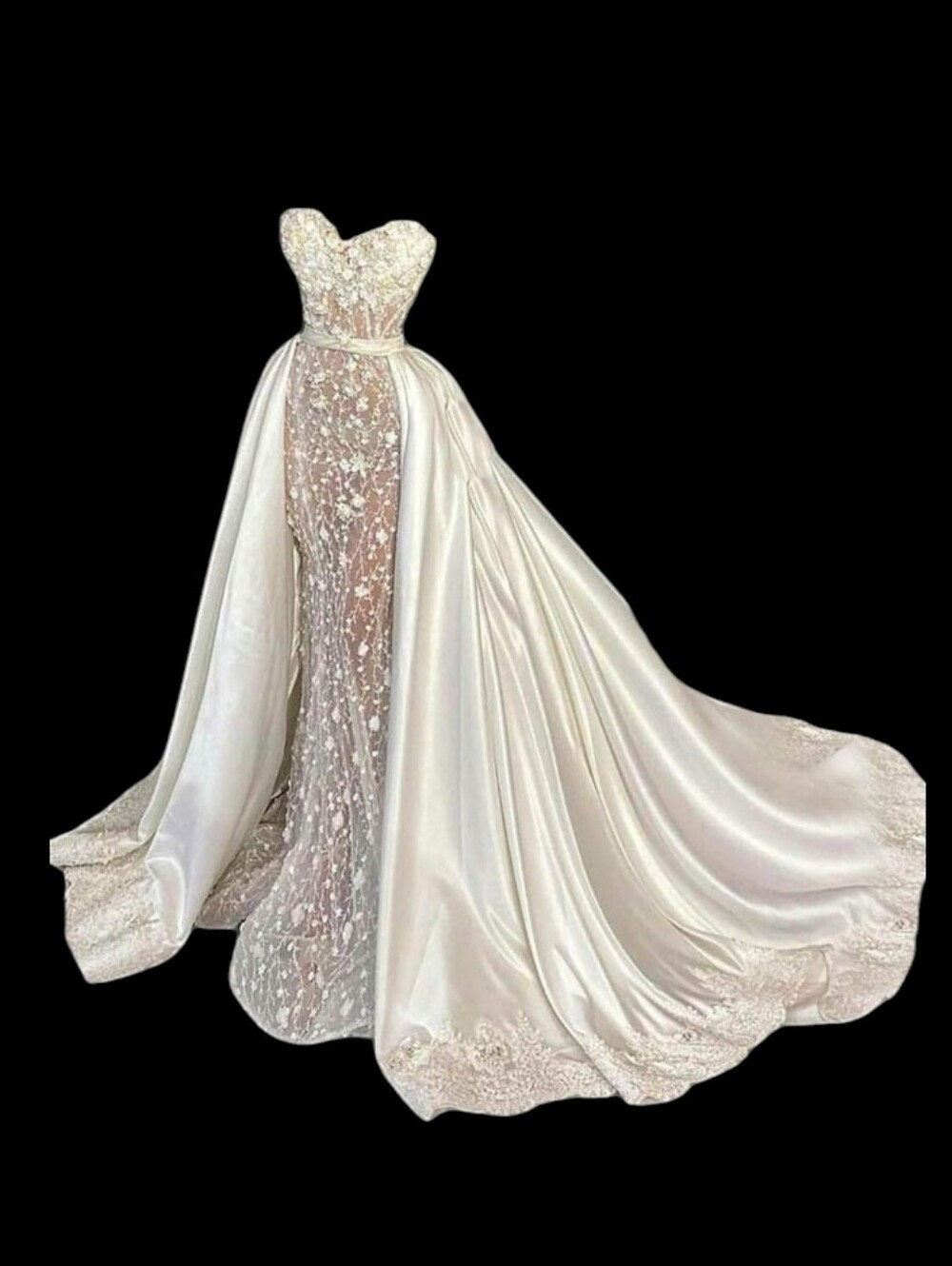 👰🏻Lace & Satin Bridal Detachable Train